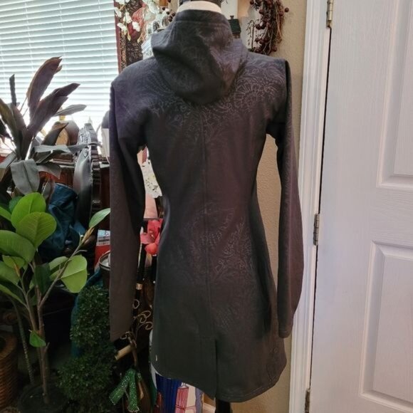 Lucy Athletic Jacket Coat Gray Floral Print Hood Hooded Size XS Lightweight - Picture 7 of 10